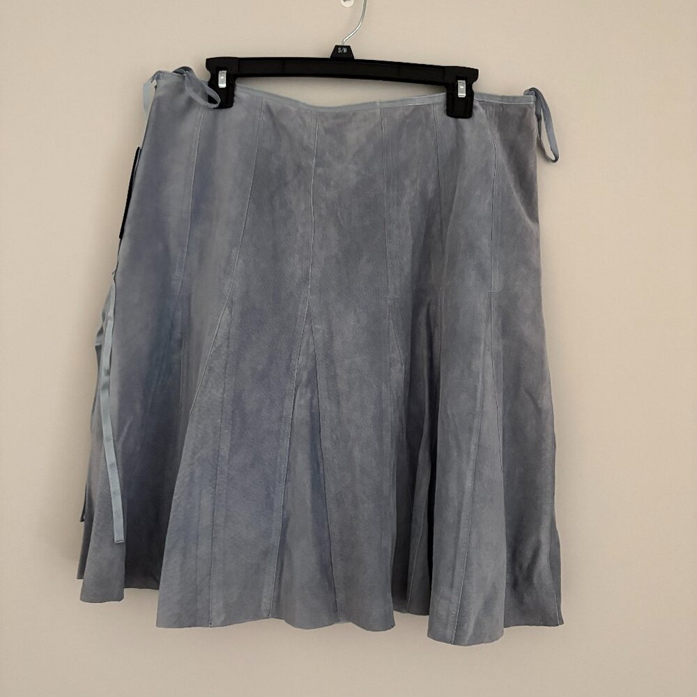 Context Women's Light blue/Grey A-line flare Suede Skirt Party Office Chic 14
